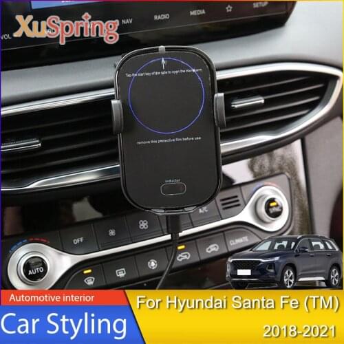 Car Mobile Phone Holder Navigation Wireless Charging Modification For Hyundai Santa Fe MK4 TM 2018 2019 2020 2021