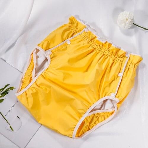 Free Shipping FUUBUU2226-YELLOW-XXL Waterproof pants/Adult Diaper/incontinence pants /Pocket diapers