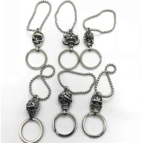 New Design 316l Stainless Steel Human Skulls Keychain Men Women Fashion Jewelry Animal Keyring Car Key Chain Gifts