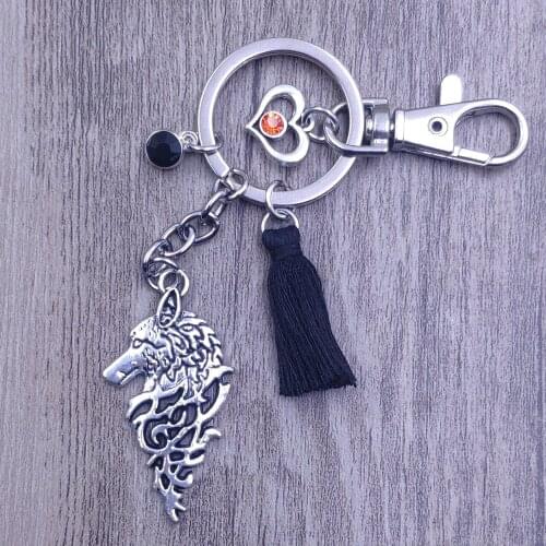 Style Retro Viking Fox Wolf Eagle Head Antique Keychain Keyring Tassels Jewelry Men Birthday Gift Drop Shipping CJ001-024