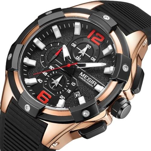 MEGIR Mens Watches Luxury Brand Big Dial Watch Men Waterproof Quartz Wristwatch Sports Chronograph Clock Relogio Masculino