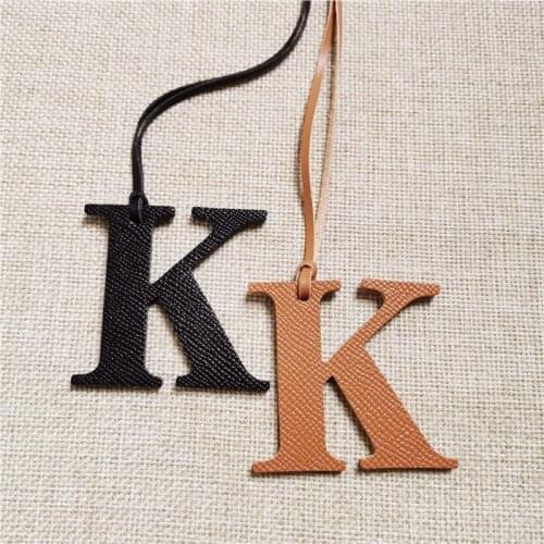 DIY Alphabet A-Z K Luxury Genuine Leather Initial Capital English Letter Keychain Backpack Pendant Ladies for Women Bag Charm