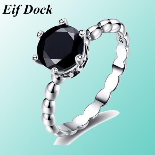 Eif Dock Vintage Womens Wedding Rings High Quality Black CZ Zircon Ring Party Engagement Jewelry Gifts