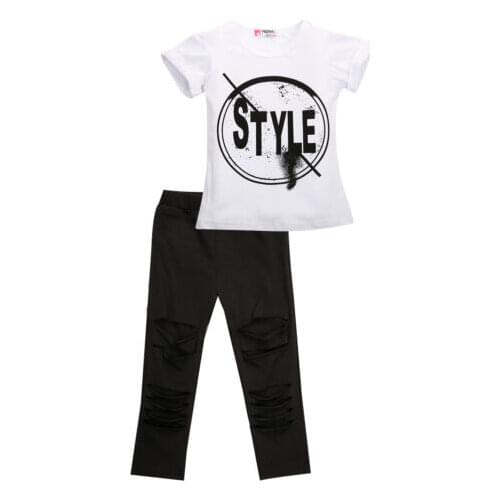 2019 New Hot Sale 2Pcs Toddler Kids Girls Cotton Style T-shirt Tops Pants Leggings Outfits Clothes