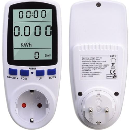230V AC Power Meter Digital Wattmeter Energy EU Plug Watt Calculator Monitor Electricity Measuring Socket Analyzer