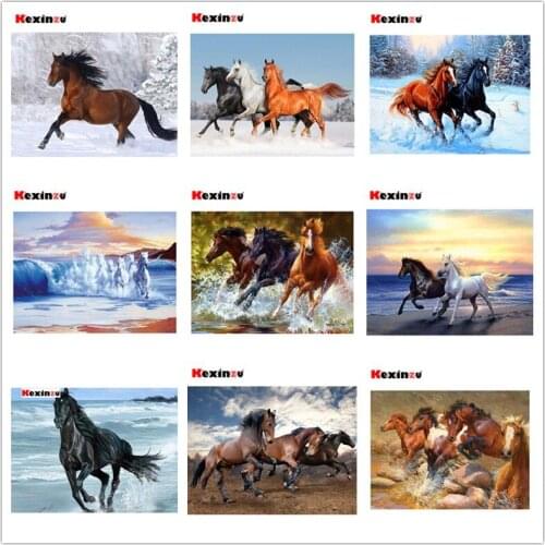 Kexinzu Full Square/Round 5D Diy Diamond Painting Cross Stitch "Animal Horse " Diamond 3D Embroidery Mosaic Home Decor Ds010