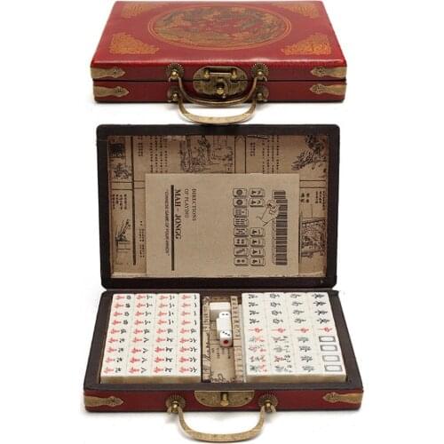 Chinese Numbered Mahjong Set 144 Tiles Mah-Jong Set Portable Chinese Toy with Box Fiber board for fun Outdoor Camping Fun
