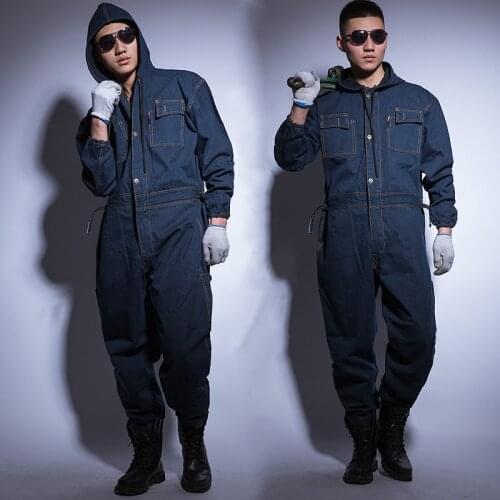 Jumpsuit Denim Cotton Thickening Suits Winter Men and Women Welding Overalls Auto Repair Coverallls Welder Suit Oficina Mecanica