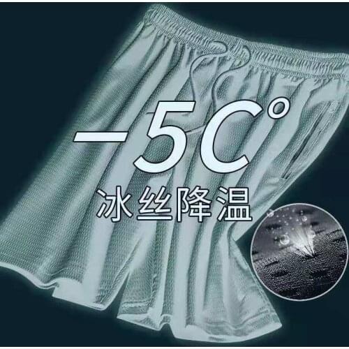 Summer Ice Silk Shorts Cool Down 5℃ Mesh Breathable Sweatpants Heat Dissipation Casual Shorts Beach Pants