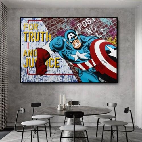 Marvel Avengers Superhero Classic Movie Canvas Painting Captain America Poster and Print Graffiti Pop Art Wall Picture for Decor
