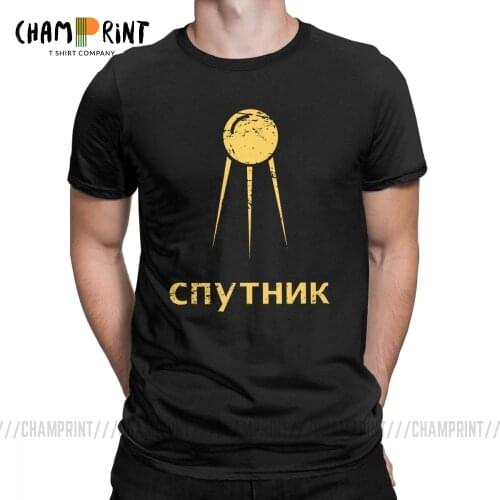 Cnythnk Russia Vintage Artificial Earth Satellite T-Shirts Men 2019 Fashion 100% Cotton Tees Short Sleeve T Shirts Party Tops