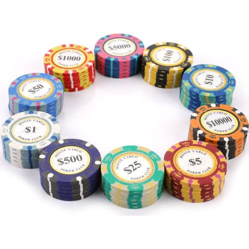 5pcs/lot Clay Poker Chips Set Casino Coins 40mm Coin Poker Chips Entertainment Dollar Coins Card Game