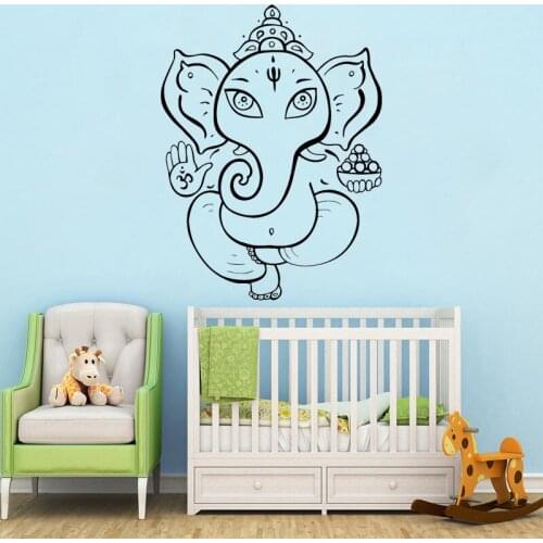 Elephant Wall Stickers Kids Room Vinyl Decal Hindu Ganesha God Home Decoration India Religion Mural Holy O59