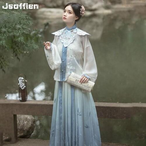 Original Chinese Hanfu Costume women Traditional Tang Suit Princess Dress High Quality Embroidery Oriental Stage Folk Dancewear