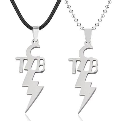 TCB Elvis Presley Stainless Steel Necklace Music Superstar Alphabet Initial Letter Lightning Necklaces Steel Link Chain Gift