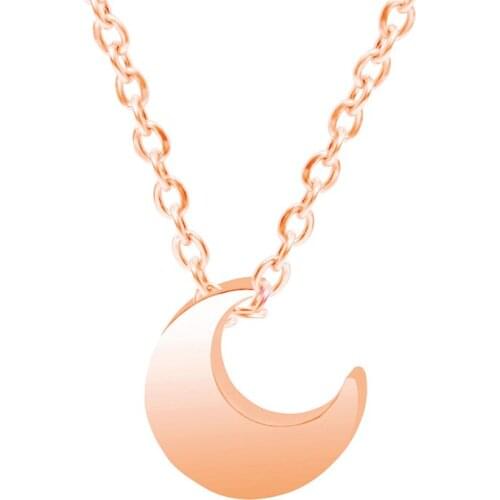 1PCS Sky Moon Necklace Women Stainless Steel Gold Steel Color Chain Chocker Pendant Chain Necklace for Jewelry Gift S063