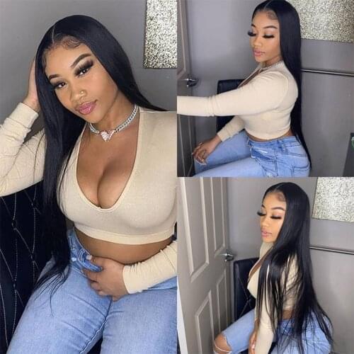 30 inch Human Hair Wig Long Straight Brazillian Hair Cheap Virgin 4X4 Closure Wig 13x4 Lace Fronatal 100% Humain Wigs