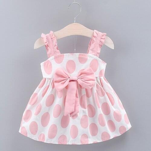 Bowknot Baby Girl Dress Newborn Strap Bow Dot Print Dress Princess Sundress Kids Clothes Girls Summer Dress Vestidos Ropa Niña