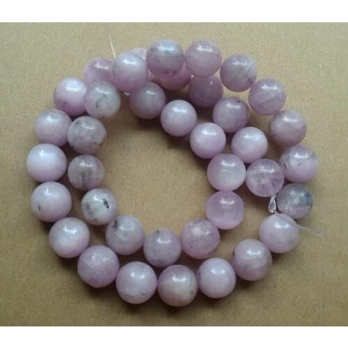 Semi Precious Stone Beads Natural Kunzite 10mm Round Gem Stone Jewelry Beads DIY Jewelry.1string of 15.5"
