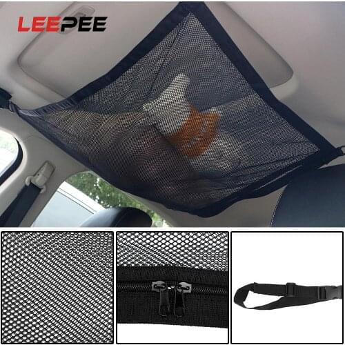 LEEPEE Car Ceiling Storage Net Pocket Adjustable Sundries Cargo Storage Bag Car Organizers Stowing Tidying Car Storage Net