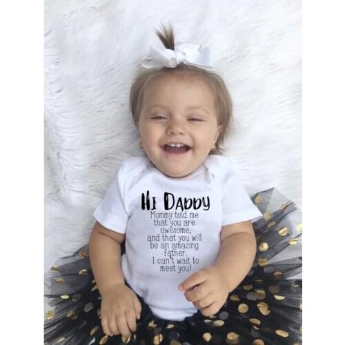 Hi Daddy Print Cute Newborn Children Baby Girl Clothes Set Babies Bodysuit Infant Beby Jumpsuits + Tutu Dress Summer Clothing