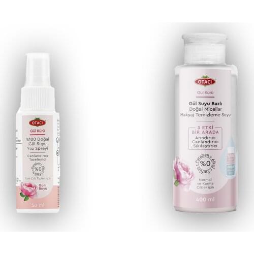 Rose Dry Rose Water-Based Natural Micellar Make-Up Cleansing Water + Rose water facial spray 50 ml