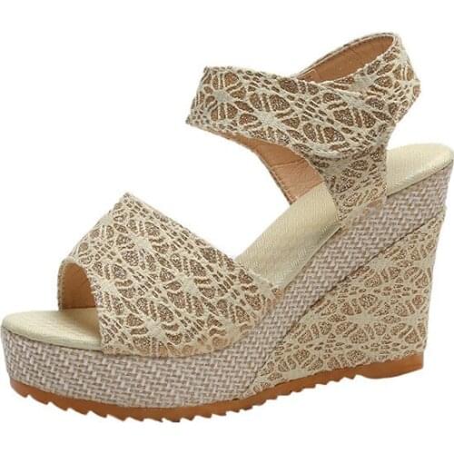 Womens Sandals Peep Toe Wedges Platform Elegant Ladies Casual Woman Ankle Strap Shoes Female Pumps 2020 Summer