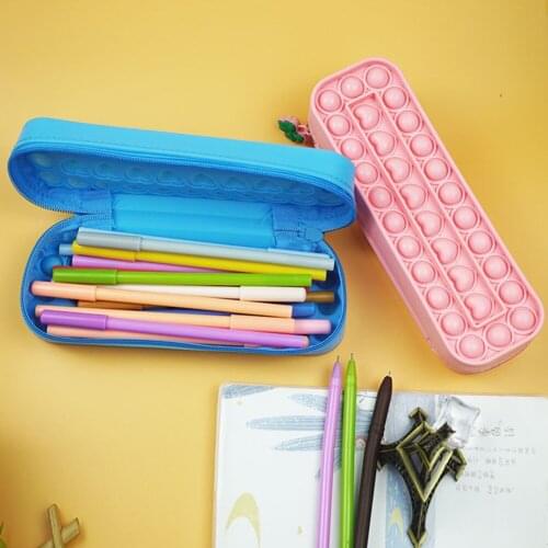 Silicone Pencil Case Rectangular Press Bubble Decompression Pencil Case Study Stationery Storage Bag School Supplies