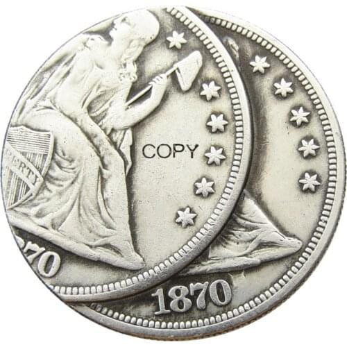 US 1870CC Seated Liberty Dollar Two Faces Error Silver Plated Copy Coin