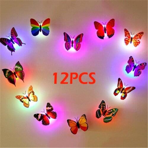 1pcs LED Wall Stickers Colorful Changing Butterfly Glowing Wall Decals Night Light Lamp Home Decor DIY Living Room Wall Sticker