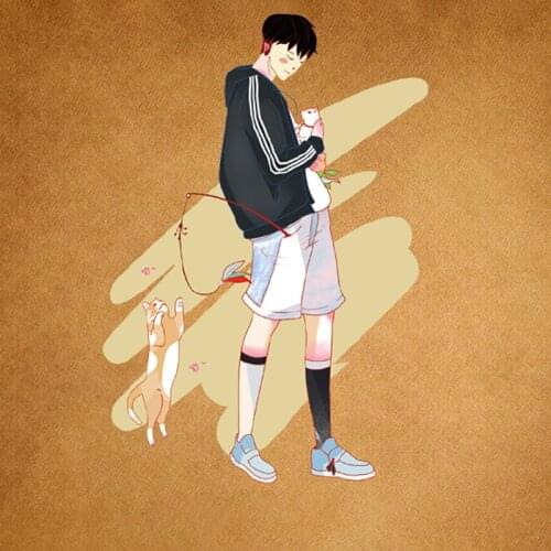 Anime Cat Boy Heat Transfer Washable Stickers Iron On Patches wholesale DIY T-shirt On Clothing Applique Boy Coats Washable