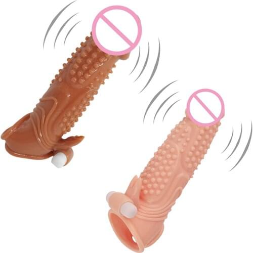 Vibrator Penis Extender Sleeve Enlargement Condom Sex Toys For Men Delay Ejaculation Intimate Goods Sex Shop