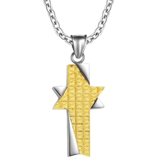 YAFFL 304# Stainless Steel Cross Pendant with Austrian Crystals Religion Gift Gold Color Men Jewelry Gifts For Women And Men