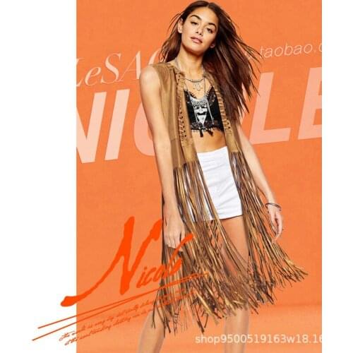 Suede tassel vest vest womens spring and autumn long Korean version 2021 new slim casual coat vest