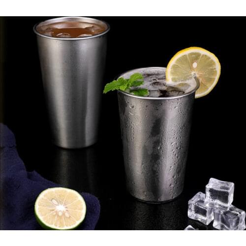 1 Pcs Stainless Steel Metal Beer Mug Wine Coffee Milk Tea Juice Mugs Household Office Use Gargle Water Cup Kitchen Barware