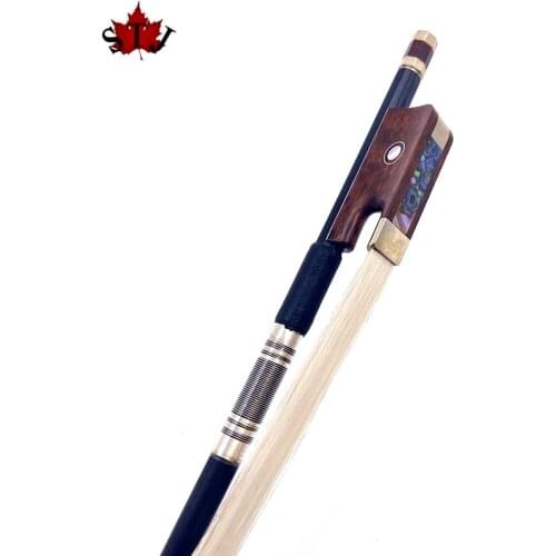1pcs strong black Carbon fiber viola bow,white bow hair,snakewood frog #211