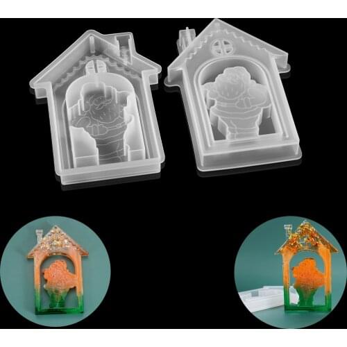 1pcs Santa Claus Doorplate Silicone Mold Pendant Crystal UV Epoxy Resin Molds For DIY Handmade Resin Crafts Home Decoration