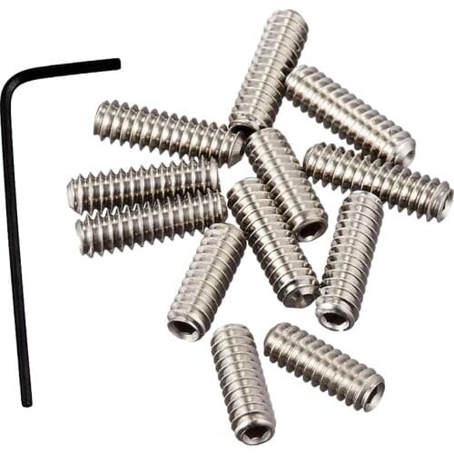 12pcs Standard Electric Bass Guitar Bridge Saddle Height Adjustment Screws Nickel M3X10 Guitar DIY Parts