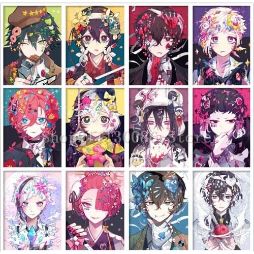 5D DIY Full Drill Diamond Painting Anime Girl Boy Flower Diamond Mosaic Japanese Cartoon Embroidery Cross Stitch Kits Home Decor