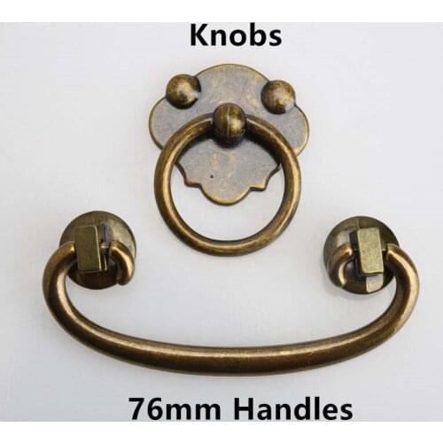 Bronze drop rings drawer knob handle 3" antique brass dresser cabinet pull handle Rustico retro furniture hardware handles 76mm