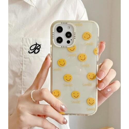 Cute Cartoon Emotion Smile Face Phone Case For iPhone 11 12 Pro Max XR XS Max X 7 8 Plus Soft Armor Shockproof Clear Phone Cover