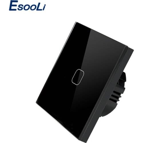 Esooli EU Standard Touch Switch 1 Gang 1 Way Crystal Glass Switch Panel Single FireWire touch sensing wall switch