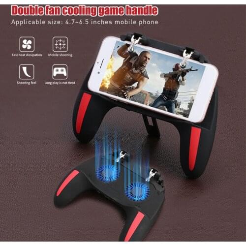 PUBG Trigger Dual Cooling Fan Mobile Controller Game Cooler for Iphone Ios Android Phone Gamepad 2500mAh/5000mAh