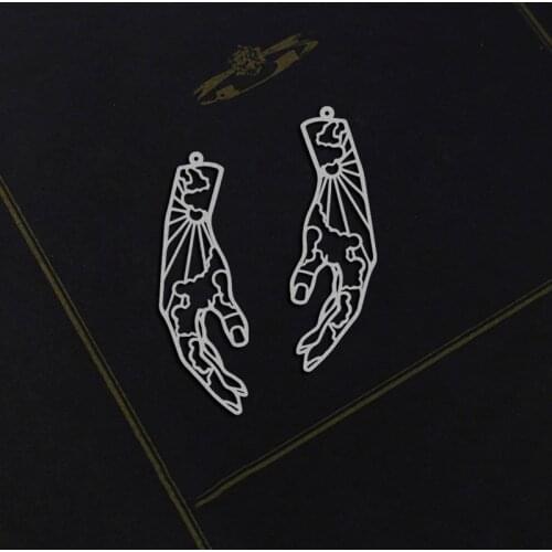 Making Jewelry Findings Stainless Steel Bead Metal Pendant Laser Cut Hand Steel Charms For DIY Necklace Earrings