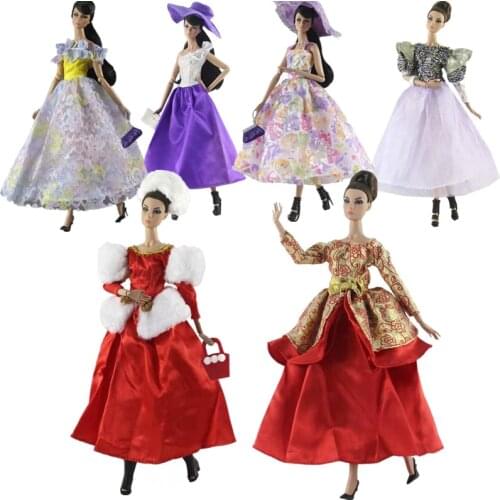 Classic Princess Dress For Barbie Clothes Party Gown Wedding Dresses Hat Handbag 1/6 BJD Dolls Accessories Designer Luxury Toys