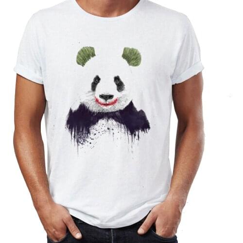 Summer Mens T-shirt Panda With Joker Makeup Why So Serious Funny Tshirt Cool Tees Funny Tops Harajuku Streetwear