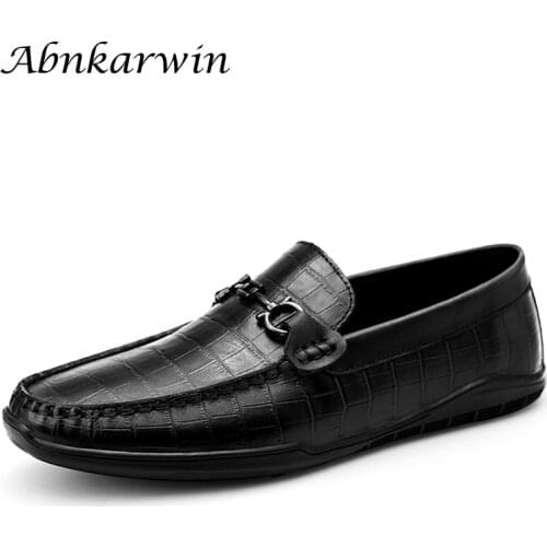 Loafers Genuine Leather Slip On Casual Men Driving Shoes Brand Black Lofer Man Mocasines Hombre Mocassin Homme Instappers Heren