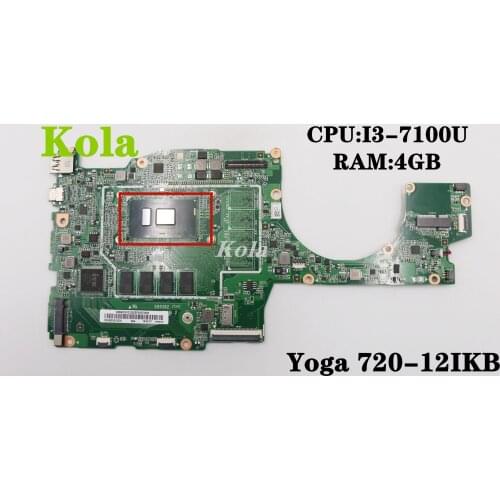 E89382 MV-4 94V-0 FRU:5B20Q12235 For Lenovo Yoga 720-12IKB Laptop Motherboard With I3-7100U CPU 4GB RAM 100% Fully Tested