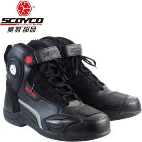 2018 New SCOYCO Motorcycle Riding shoes Boot OFF Road Motorbike Boots Shoe made of Microfiber leather PU and Rubber MT015