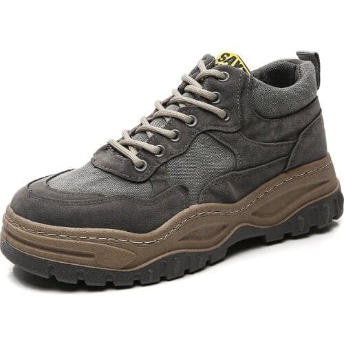 Mens Shoes Summer 2021 New Fashion Non-slip Round-toe Lightweight Lace-up Mesh Shoes Thick-soled Low-top Casual Sneakers